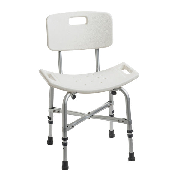 Drive Medical Knock Down Bath Bench with Back and Padded Arms, White