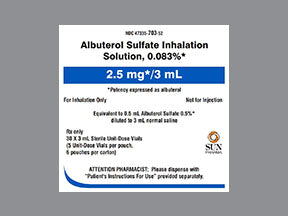 Albuterol Sulfate Inhalation Solution 0.083%, 3mL, 30/bx (Rx)