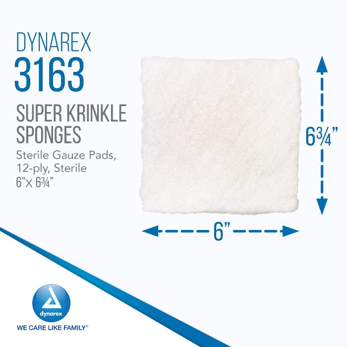 Krinkle Super Sponges, Sterile for efficient absorption, enhancing wound care and maintaining hygiene.