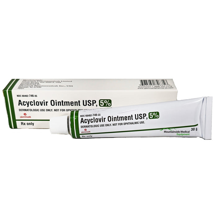 Acyclovir Ointment 5% tube, a topical antiviral treatment for herpes-related cold sores and blister relief.