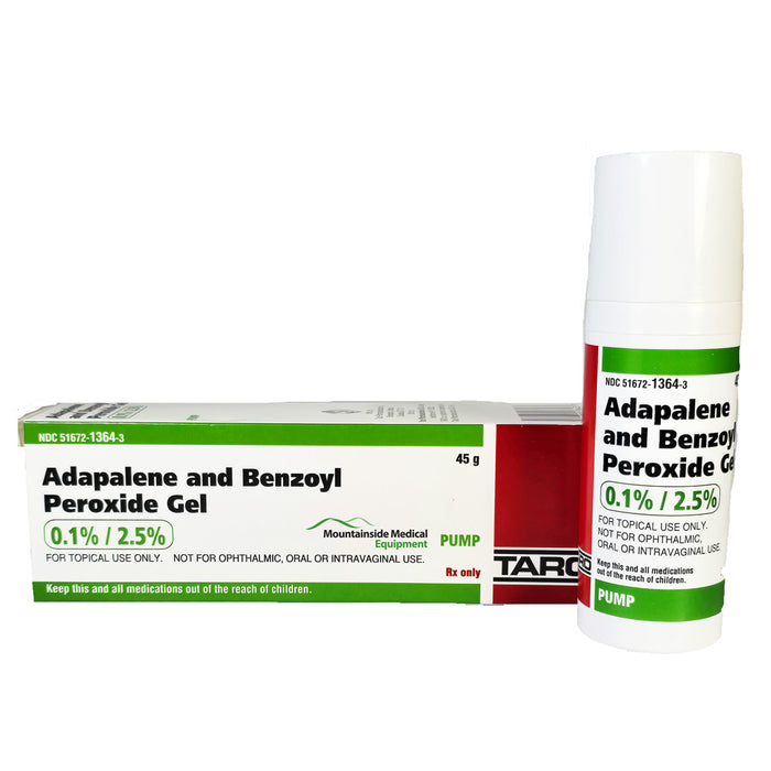 Adapalene 0.1% and Benzoyl Peroxide Gel 2.5% Pump Bottle 45 Gram by Taro Pharmaceuticals