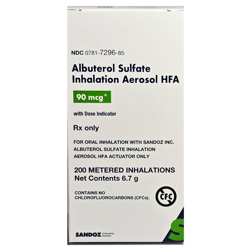 Albuterol Sulfate Inhaler HFA 90 mcg 200 Metered Inhalations ...