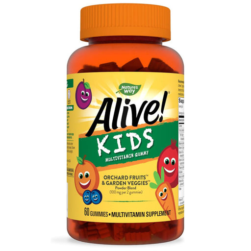 Alive Kids Multivitamin Gummy with Cherry, Orange, and Grape Flavors, 60 Gummies