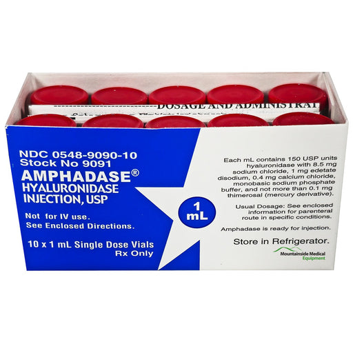 Amphadase Hyaluronidase Injection 150 Units vial, used to enhance medication absorption and reduce tissue swelling in medical treatments.