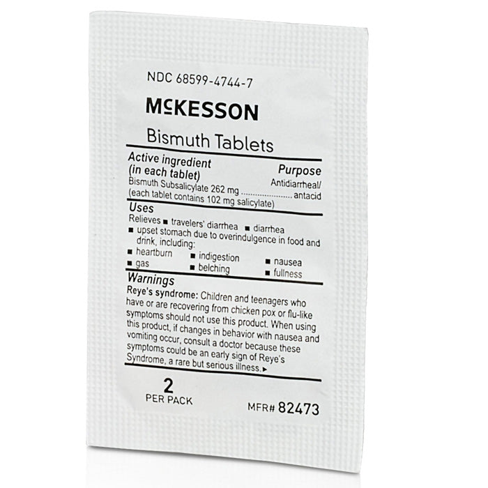 Tamper-evident sealed packet of Anti-Diarrheal Bismuth Chewable Tablets ensuring safety, quality, and fast relief for digestive health.