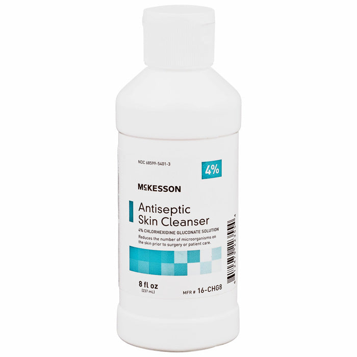 Antiseptic Skin Cleanser Chlorhexidine Gluconate (CHG) 4% bottle for infection control, surgical prep, and effective wound care.