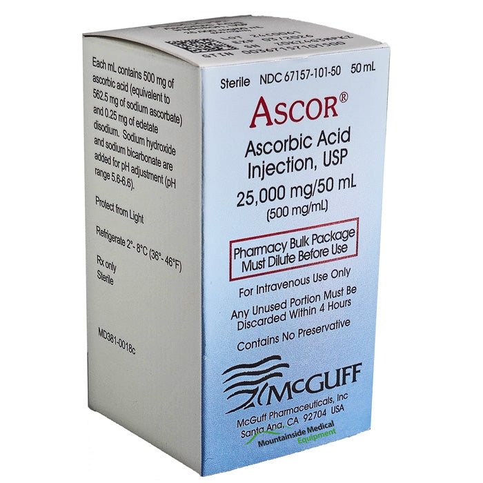 Ascor Ascorbic Acid Injection 25000 mg Vial for maximum immunity, vitamin C boost, wellness, and premium antioxidant support.