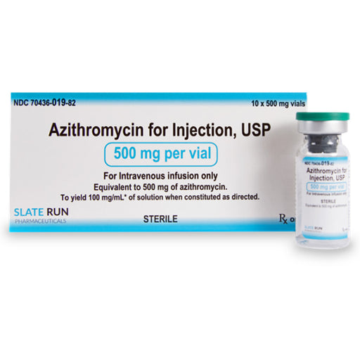 Azithromycin for Injection 500 mg Vial, Lyophilized Powder 10 mL x 10 Count by Slate Run Pharma