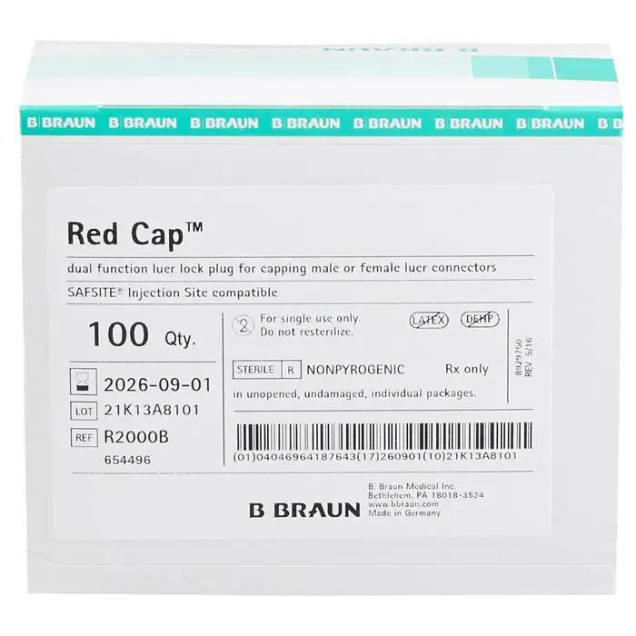 Box of B Braun Red Caps, Replacement Caps 