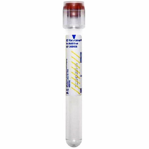 BD Vacutainer No Additive (Z) 6 mL Blood Collection Tubes 13mm x 100mm,  100/box