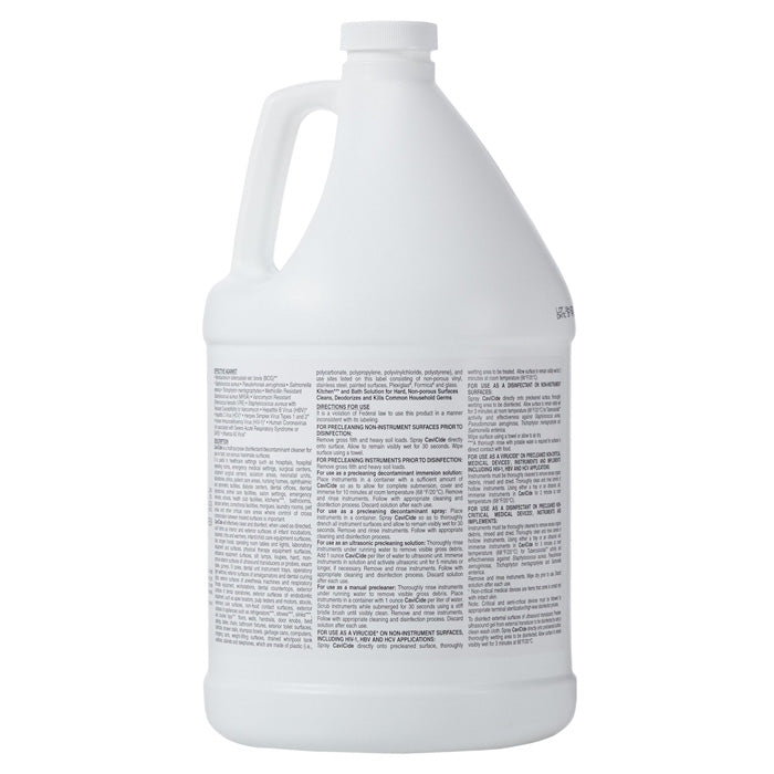 Back Side of Cavicide Surface Disinfectant Gallon Container