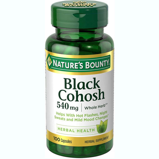 Black Cohosh 540 mg: Herbal supplement for menopause support, relieving hot flashes, mood swings, and promoting women's hormonal balance.