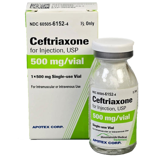 Ceftriaxone Injection 500 mg Single-Dose Vial by Apotex Corp NDC 60505-6152-04