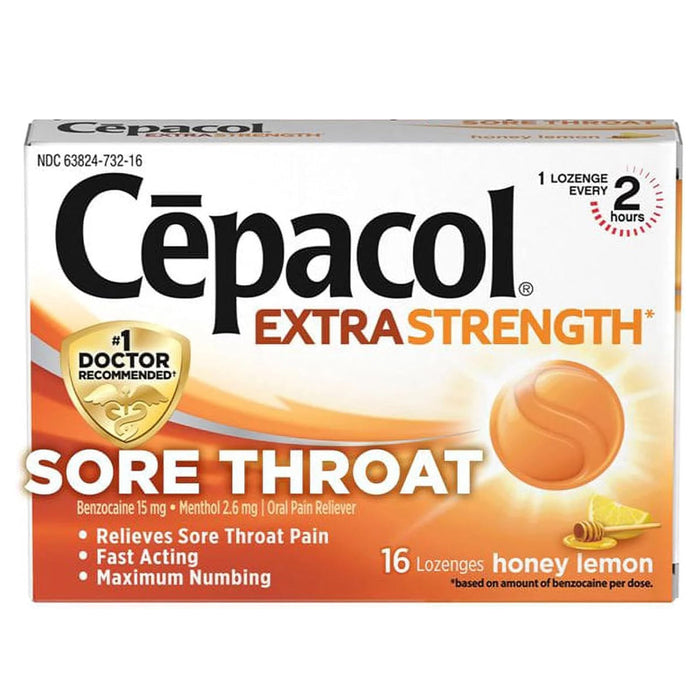 Cepacol Extra Strength Sore Throat Lozenges Honey Lemon Flavor 16 Count