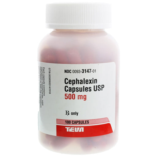 Cephalexin 500 mg Capsules 100 Per Bottle NDC 00093-3147-01 Brand Teva Pharmaceuticals