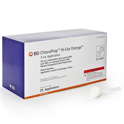 ChloraPrep Hi-Lite Orange Skin Prep Solution 3 mL Foam Applicators with 2% CHG and 70% Isopropyl Alcohol Sterile