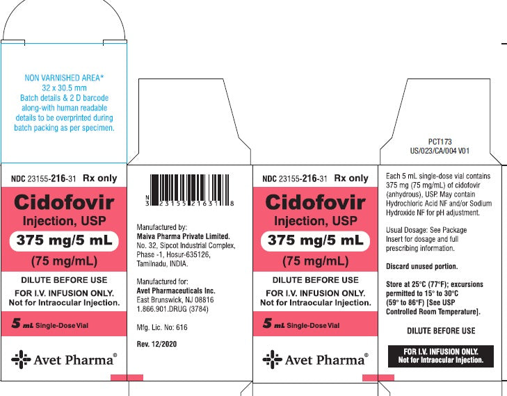 Cidofovir Injection 375 mg Outter Packaging