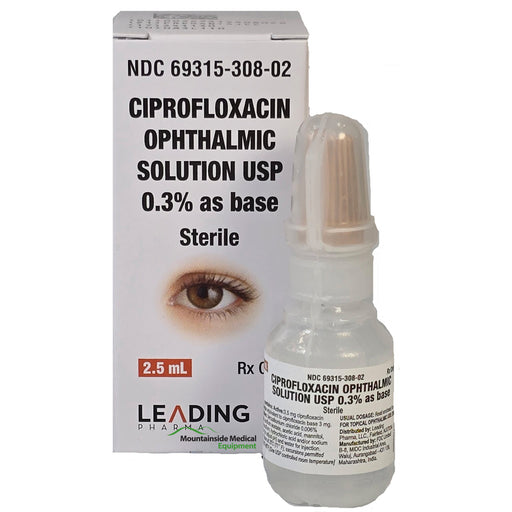 Ciprofloxacin Eye Drops 0.3% Antibiotic Medication  by Leading NDC 69315-0308-02