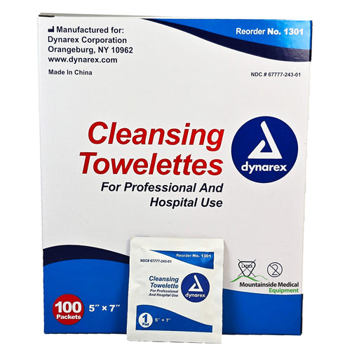 Cleansing Towelette Wipes 100/box for skin care, hygiene, and gentle sanitation on the go.