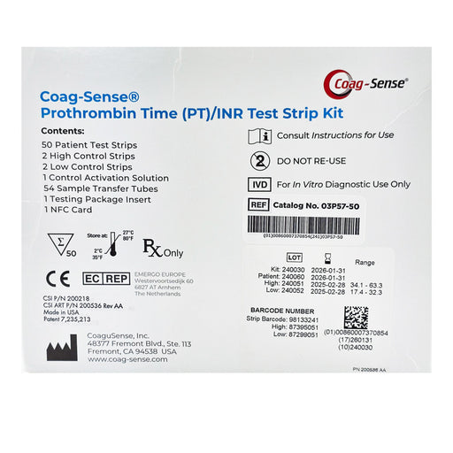 Coag-Sense PT_INR Coagulation Test Strips Kit  by Coagusense 03P57-50