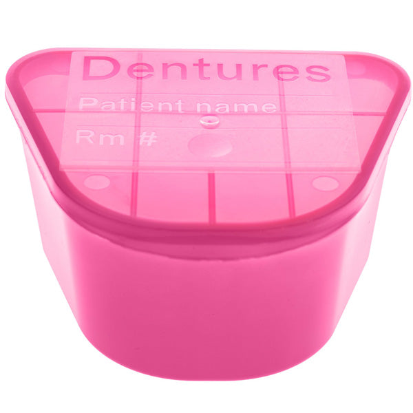 Denture Cup with Hinged Lid , Pink Color 8 oz