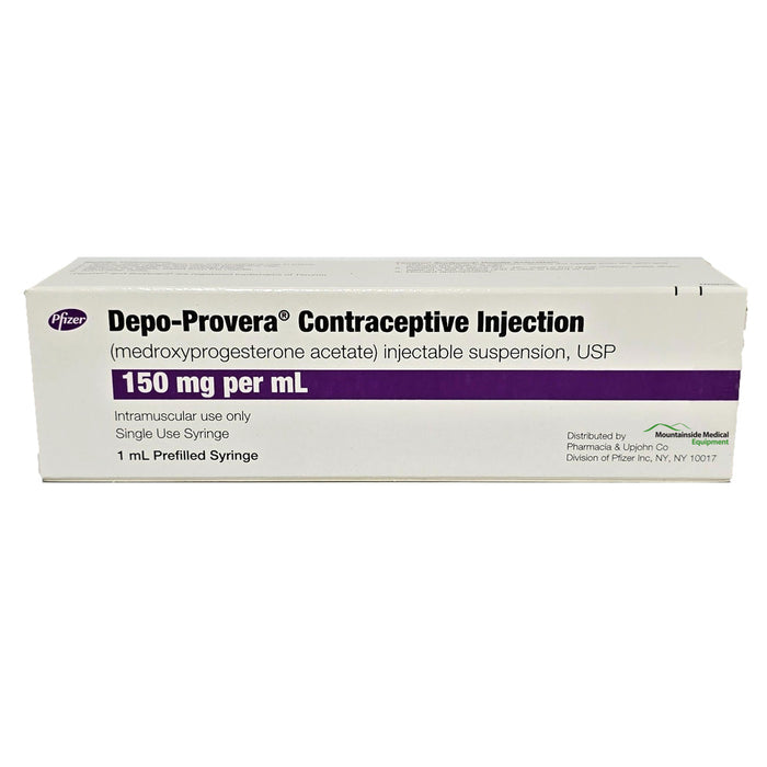 Depo-Provera Contraceptive Injection Prefilled Syringe, used for effective birth control and hormonal regulation to prevent pregnancy.