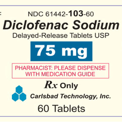Diclofenac Sodium 75 mg Tablets 100 Count by Carlsbad Technology