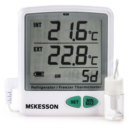 Digital Refrigerator and Freezer Thermometer Single-Probe with Data Logger, Alarm and Flip-out Stand, Battery Operated