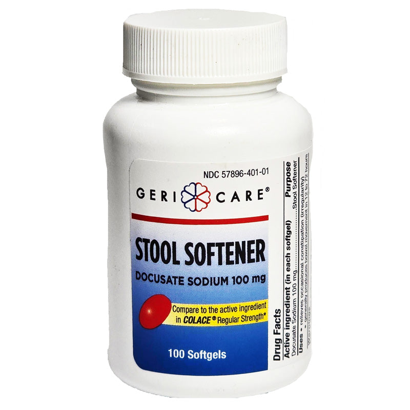 Docusate Sodium 100 mg Stool Softener Laxative by Geri-Care NDC 57896-0401-01