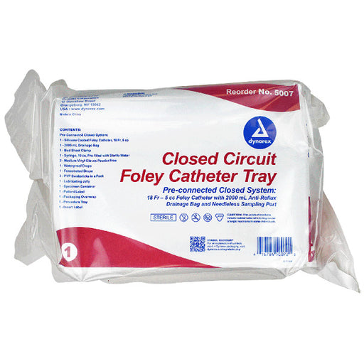 Closed System Foley Catheter Tray with 18 Fr. Catheter for sterile insertion, infection prevention, and urology precision.