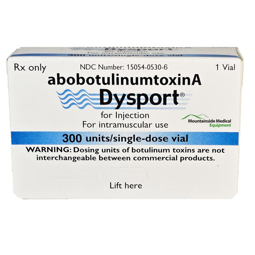 Dysport (AbobotulinumtoxinA injection 300 Units Powder Vial) for muscle spasticity treatment and cosmetic wrinkle reduction therapy.