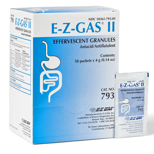 E-Z Gas II Effervescent Granules 4 Gram with Sodium Bicarbonate, Citric Acid and Simethicone 50 Packets