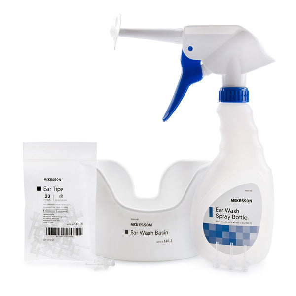 Ear Wash System Spray Bottle Kit with Basin and 20 Disposable Tips