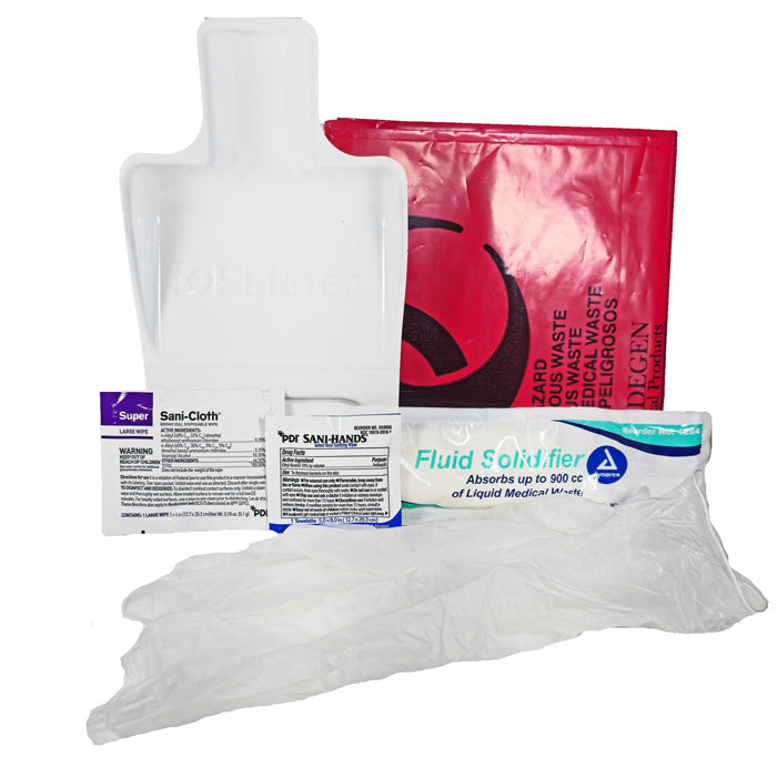 Biohazard Fluid Clean-Up Kit for safe spill management, ensuring hygiene and infection control in healthcare and emergency settings.