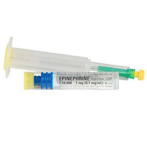 Epinephrine Prefilled Syringe 0.1 mg/mL Abboject Glass for immediate anaphylaxis and severe allergic reaction treatment in emergencies.