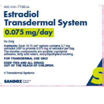 Estradiol Transdermal System Adhesive Patches 0.075 mg (24-Hour ...