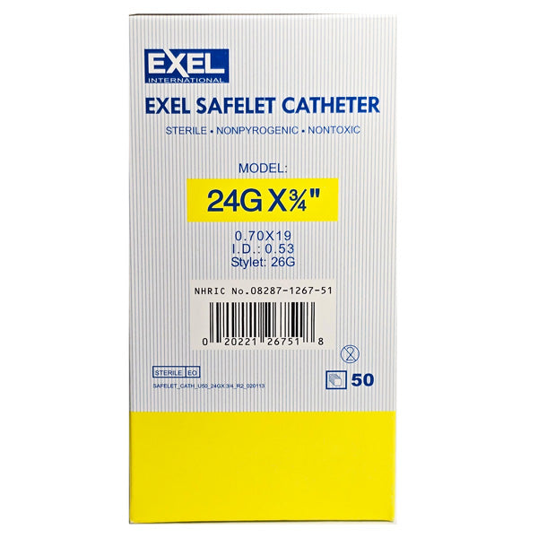 IV Catheter Needles by Exel 24 gauge x 3/4" Size