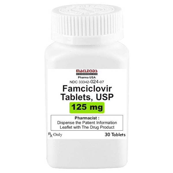 Famciclovir Tablets 125 mg by Macleods 30 Count  by Macleods NDC 33342-0024-07