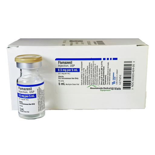 Flumazenil Injection 0.5 mg vial for reversing benzodiazepine sedation, overdose management, and restoring consciousness in emergencies.