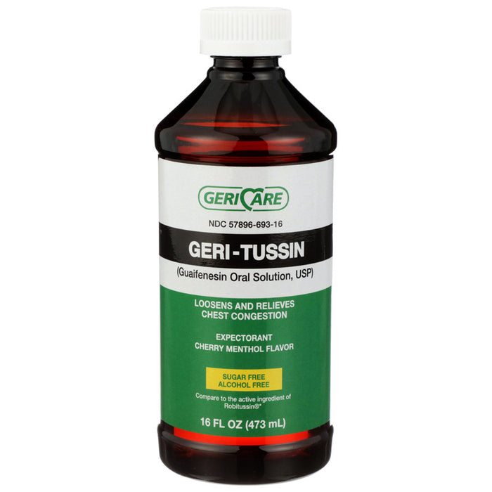 GeriTussin Guaifenesin Oral Syrup 100 mg /5 mL Cold and Cough Relief Liquid 16 oz