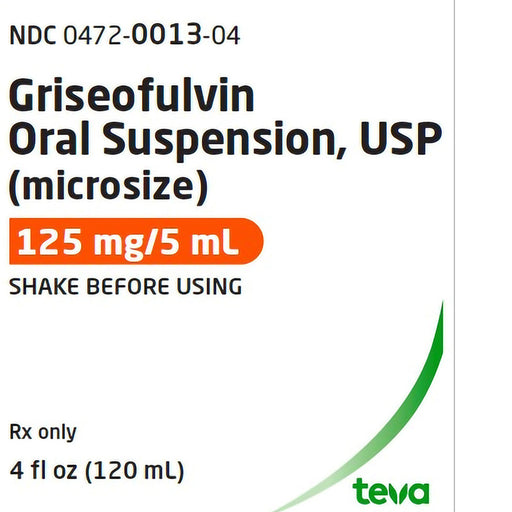 Griseofulvin Oral Suspension Liquid 125 mg/5 mL (microsize) 120 mL by Teva Pharmaceuticals