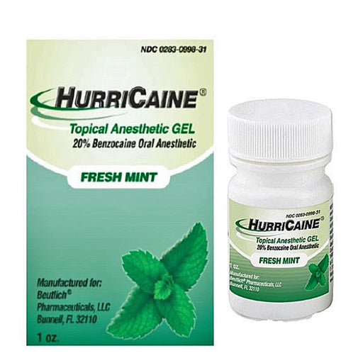 Hurricane Topical Anesthetic Oral Gel with 20% Benzocaine, Fresh Mint
