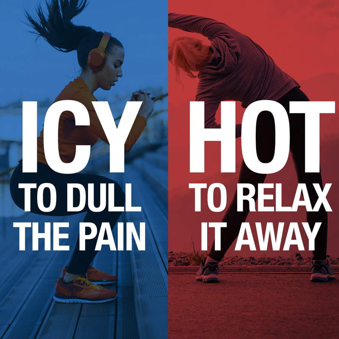 Advertising image for Icy Hot Extra Strength XL Back Patches, showcasing effective relief for muscle soreness and joint pain.