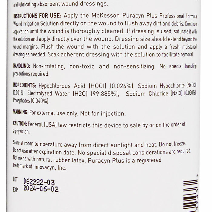 Ingredients List for Puracyn Plus Antimicrobial Wound Irrigation Solution