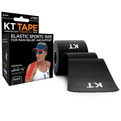 KT Kinesiology Tape 10" Precut Strips Original Black Cotton 20 Per Roll