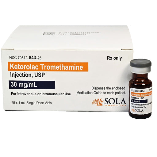 Ketorolac Tromethamine Injection 30 mg by Sola Pharmaceuticals NDC 70512-0843-25