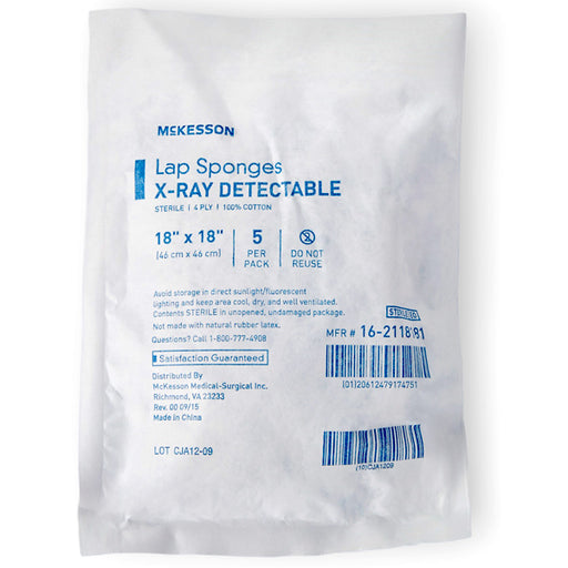 Laparotomy Sponge Surgical X-Ray Detectable Cotton, Sterile (5-Pack)