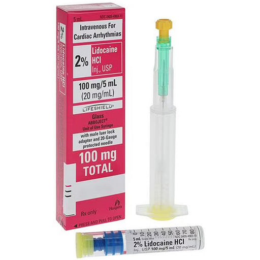 Lidocaine 2% for Injection, 5mL ABBOJECT Glass Syringe, (EACH) 