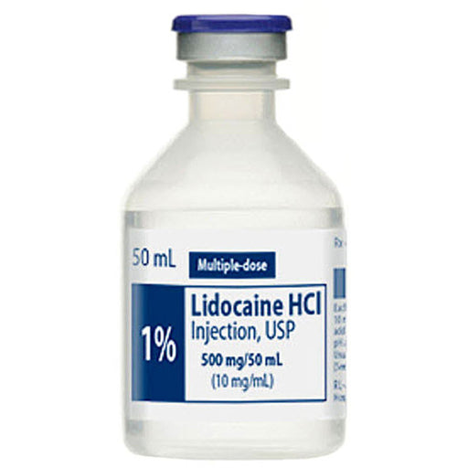 Lidocaine HCl 1% for Injection Multiple Dose Vials 50 mL, 25/Pack (RX) for efficient anesthesia and pain control.