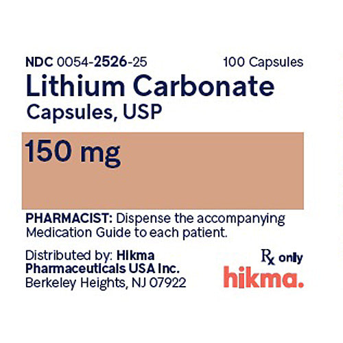 Lithium Carbonate 150 mg Capsule 100 Count by Himka